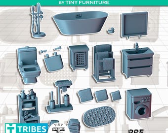 Modern Bathroom for miniatures games | Walking dead | Fallout | Zombicide | 3D printed