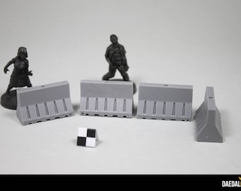 concrete barriers set (8) for miniature wargame like walking dead, fallout, gaslands