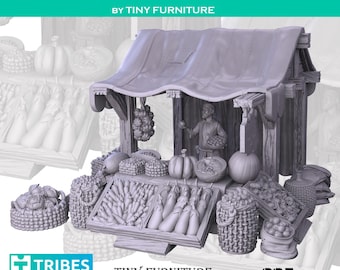Vegetable Market Stall | RPG | dungeon furniture | 3d printed