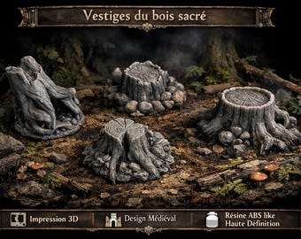 Set of four tree stumps | Tiny furniture | Role-playing and miniature game scenery