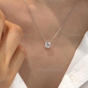 Lady Cushion Cut Necklace - 4 Prong Solitaire Necklace - Minimalist Everyday Necklace - Holiday Gift for Her [BN4004]