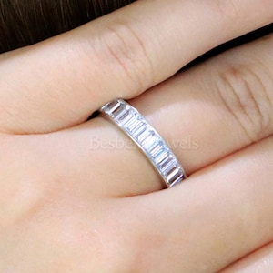 Baguette Eternity Band - Fancy Baguette Wedding Ring - Stackable Eternity Ring - Valentine&#39;s Gift for Her - Bridal Wedding Band [BR4852]