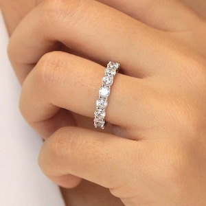 Wide Full Eternity Ring - U Prong Setting Brilliant Cut Ring - Fancy Stacking Band Ring - Stackable Eternity Wedding Ring [BR7854]