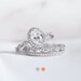 Dainty Milgrain Art Deco Bridal Set Ring Oval Cut Halo Engagement Ring w/ Two Mixed Eternity Band Ring Dainty Bridal Set [BR65359-3MX] 