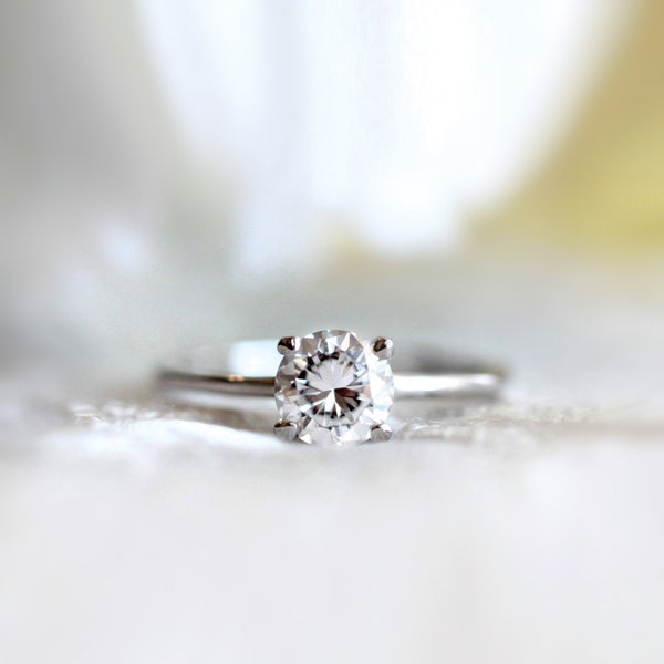 Classic Solitaire Diamond Ring - Minimalist 4 Prong Solitaire Engagement Ring - Brilliant Cut Diamond Ring - Dainty CZ Diamond Ring [BR3313]