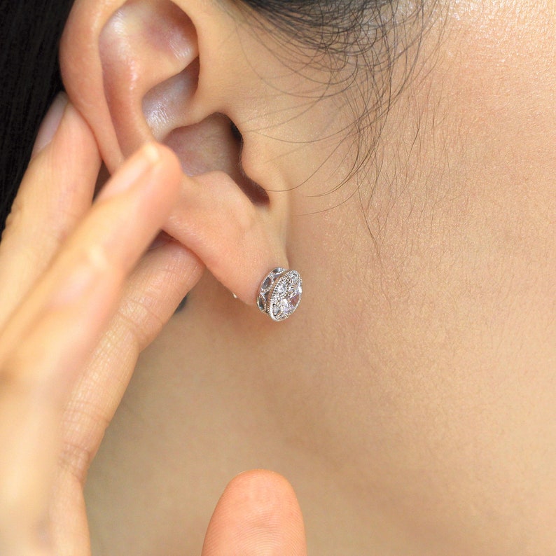 Vintage Art Deco Stud Earrings Brilliant Cut Diamond Simulant Etsy