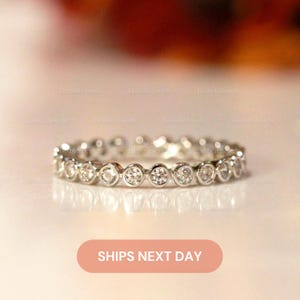 Bezel Set Eternity Ring - Unique Bezel Wedding Band - Stackable Eternity Ring - Round Brilliant Cut Bezel Band Ring [BR3413E]