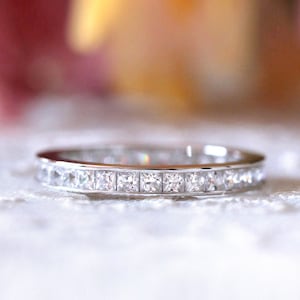 Princess Cut Full Eternity Band Ring - Stacking Eternity Ring - Minimalist Engagement Bridal Ring - Art Deco Wedding Band [BR8477]