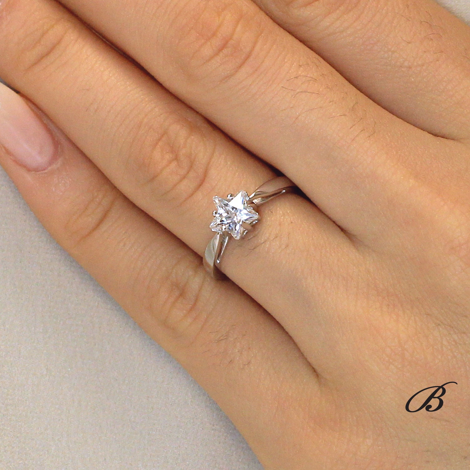 Solitaire Star Ring Fancy Star Cut Diamond Simulant Bridal | Etsy