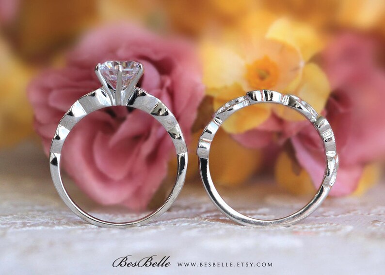 1.53 cttw Vintage Art Deco Bridal Set Rings Brilliant Cut Etsy