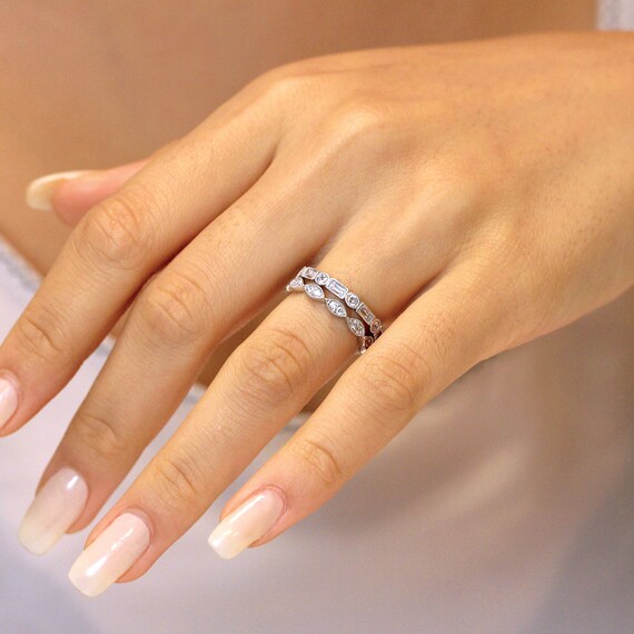 Vintage Style Stackable Rings Art Deco Stacking Ring Set Brilliant