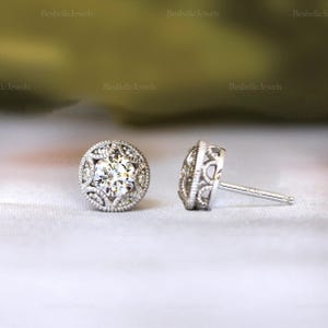 Vintage Art Deco Stud Earrings - Art Deco Earrings - Gift for Her - Bridesmaid Gifts - Wedding Jewelry Earrings [BE6057]