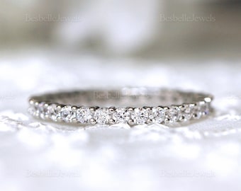 1.9mm Width Full Eternity Band - Round Brilliant Cut Ring - Stackable Eternity Ring - Minimalist Rings - Gift for Her [BR9113E]
