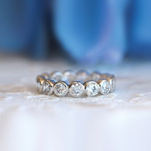 Bezel Set Eternity Ring - Stackable Eternity Ring - 3.5mm Wide Brilliant Cut Wedding Band - Promise Ring, Gifts for Her [BR4277]