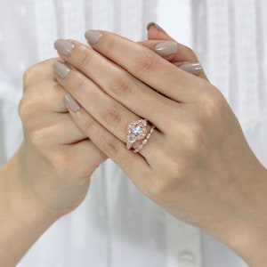 2.67 cttw Art Deco Bridal Set Oval Cut Diamond Simulant Vintage Art Deco Engagement Ring w/ All or Half Eternity Band Ring BR3950-2 image 8