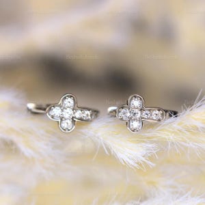 Minimal Cross Huggie Hoop Earrings Brilliant Pave Bridal Earrings Dainty Earrings Daily Wear Earrings [BE2967]