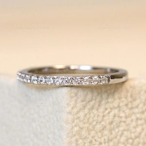 Half Eternity Band - Brilliant Cut Thin Ring - Minimal Half Eternity Stackable Ring - Dainty Wedding Ring - Pave Wedding Ring [BR4952H]