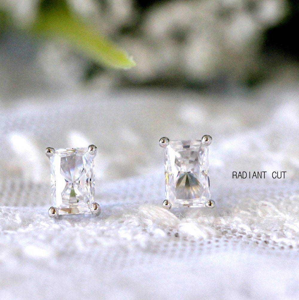 Buy Stunning 2 Carat Square Radiant Cut Halo Stud Earrings With Man Made  Diamonds in 925 Sterling Silver, Bridal Jewelry, Bridesmaids Gift Online in  India - Etsy