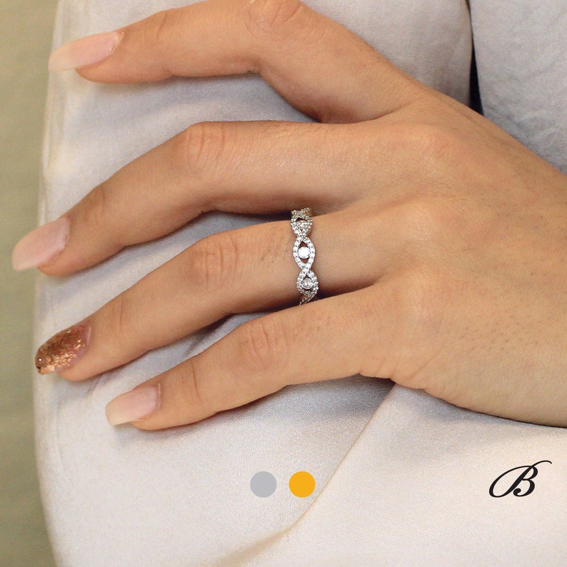 0.94 cttw Spiral Wedding Ring Twisted Knot Half Eternity Ring Cr 0.94 cttw Spiral Wedding Ring Twisted Knot Half Eternity Ring Cr