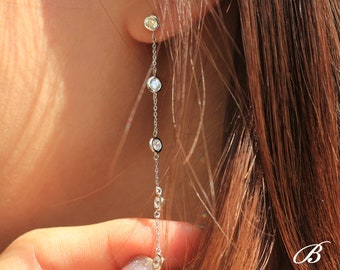 Diamond by Yard Drop Chain Earrings 