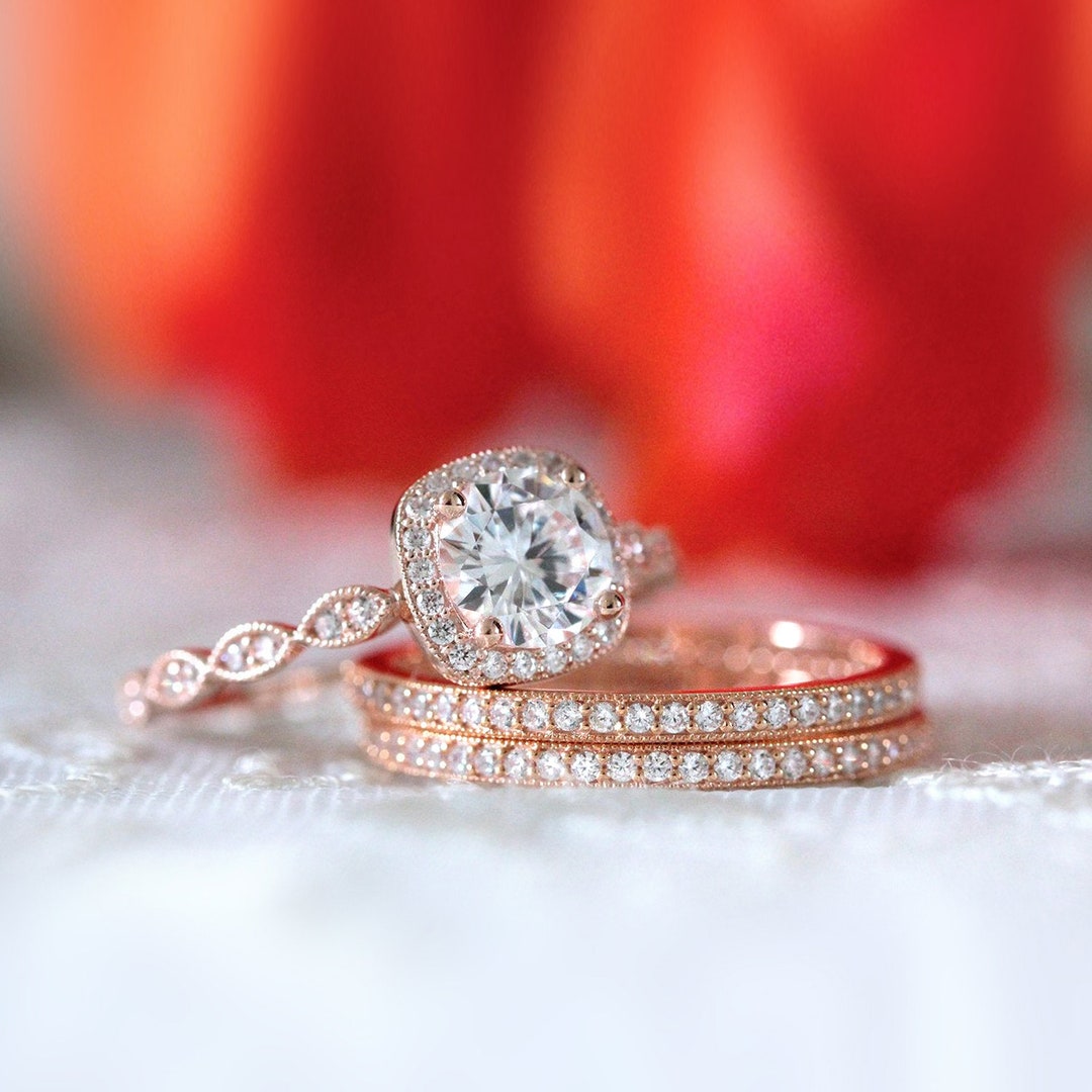 Three Piece Ring Stack Set Diamond Ring Set Jewelry Bundle Set