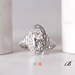 5.0 cttw Art Deco Ring Engagement Ring Oval Cut Diamond Simulant w/ Half Moon Side Stones Wedding Ring Vintage Ring [BR8819] 