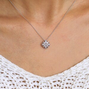 Marquise Cut Clover Diamond Necklace - Diamond Milgrain Art Deco Necklace - Gift for Her - Dainty Bridesmaid Wedding Necklace [BN4051]
