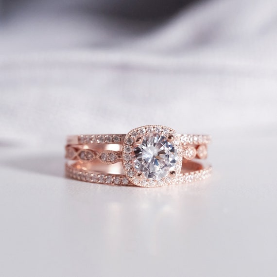 Triple wedding ring set deals