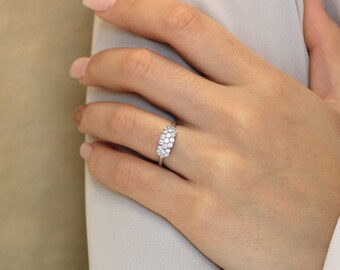 Unique Pave Set Diamond Engagement Ring - CZ Diamond Wedding Ring - Minimalist Wedding Jewelry - Anniversary Gift for Her [BR1317]