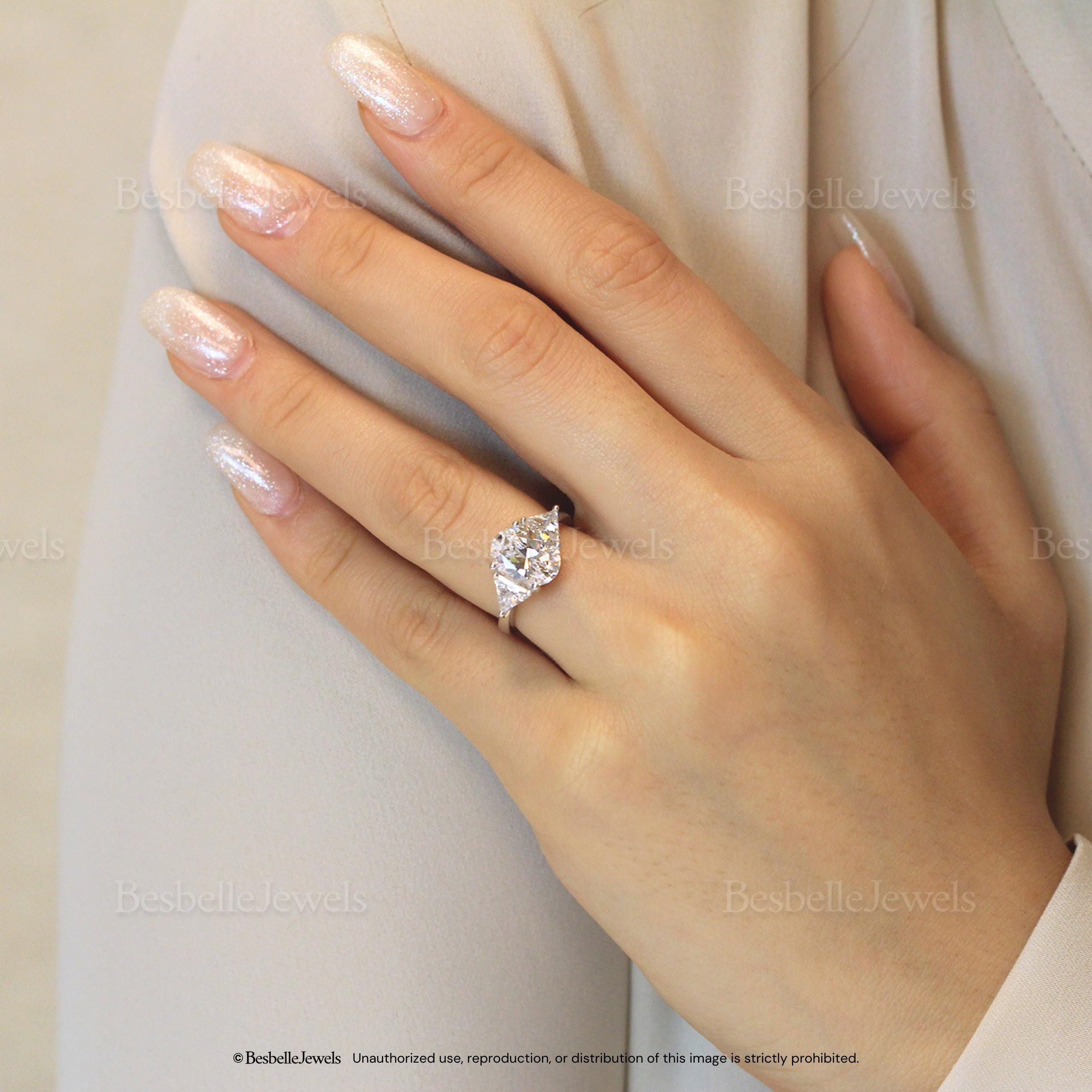 Anello Di Fidanzamento Con Tre Pietre In Argento Sterling - Foto 13