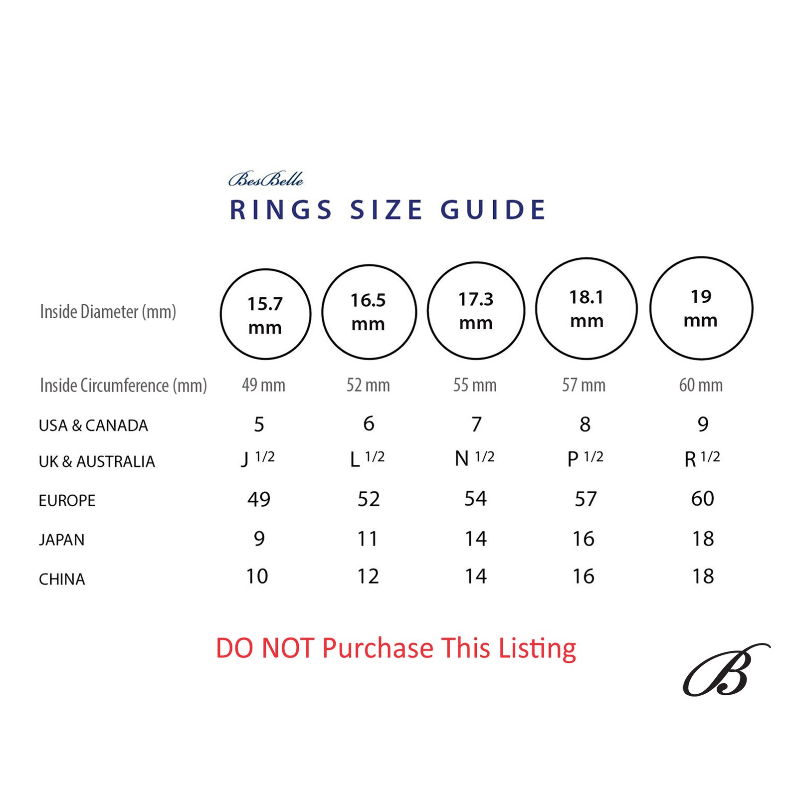 Rings Size Guide Find Your Ring Size DO NOT Purchase This Etsy
