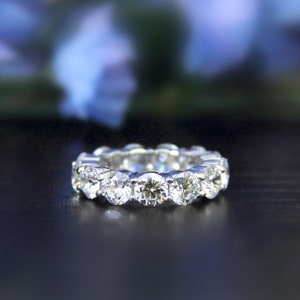 Double Sunshine Diamond Eternity Ring Brilliant Cut Diamond Ring 5.0mm Wide Bold Eternity Ring Anniversary Gift for Her BR1350 image 1