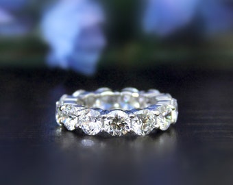 Double Sunshine Diamond Eternity Ring - Brilliant Cut Diamond Ring - 5.0mm Wide Bold Eternity Ring - Anniversary Gift for Her [BR1350]