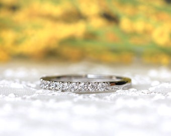 Dainty Half Eternity Ring - Brilliant Cut Diamond Band - Dainty Stackable Ring Band - Promise Ring Gifts for Her [BR9113H]