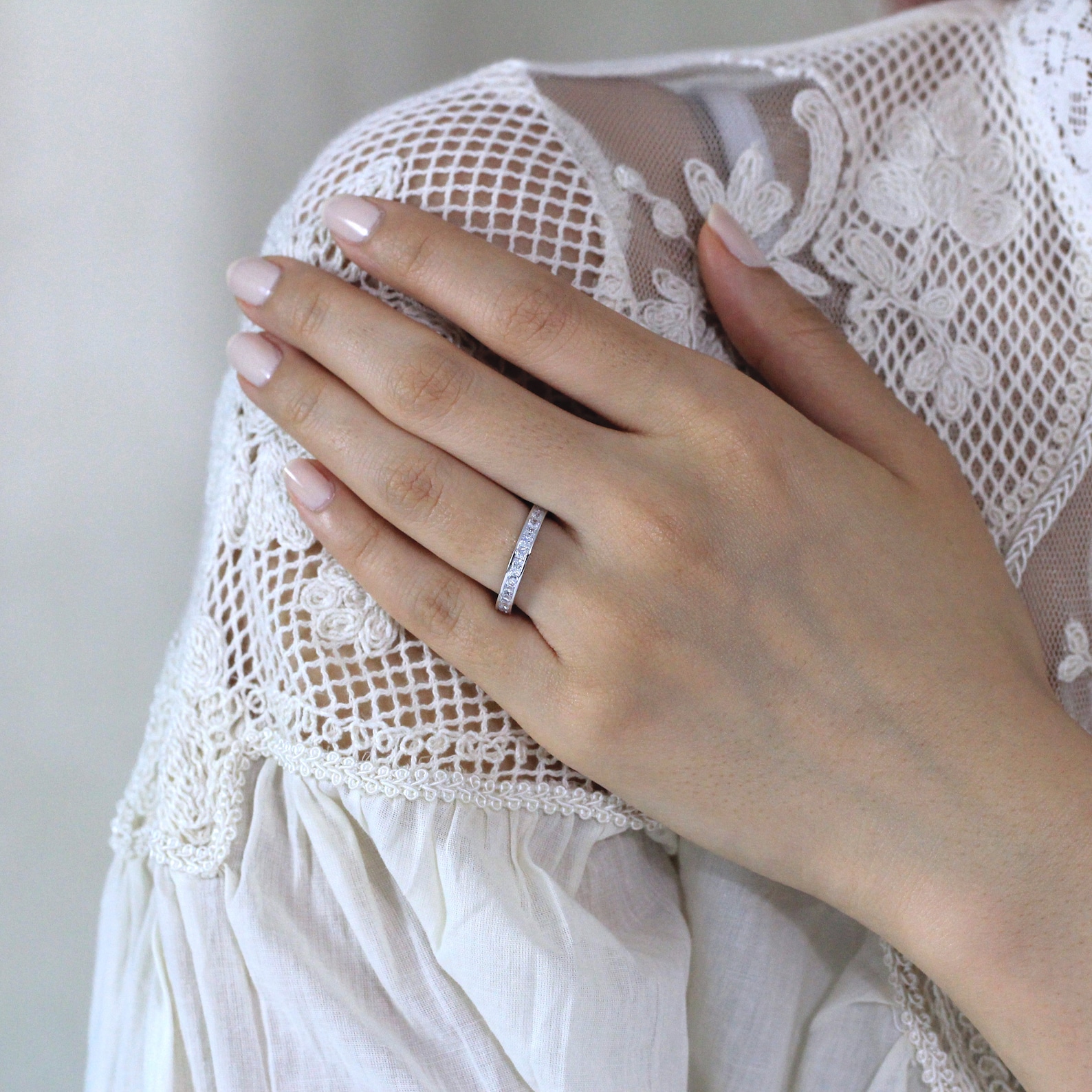 Princess Cut Engagement Band Stacking Eternity Ring - Etsy