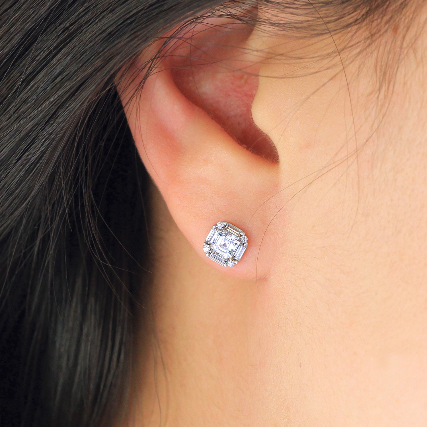 Petite Dahlia Asscher Studs