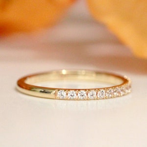 Pavé Half Eternity Wedding Band - Pavé Set Band Ring - Vermeil Gold Ring - 925 Solid Sterling Silver Ring - Stacking Ring [BR1655H]