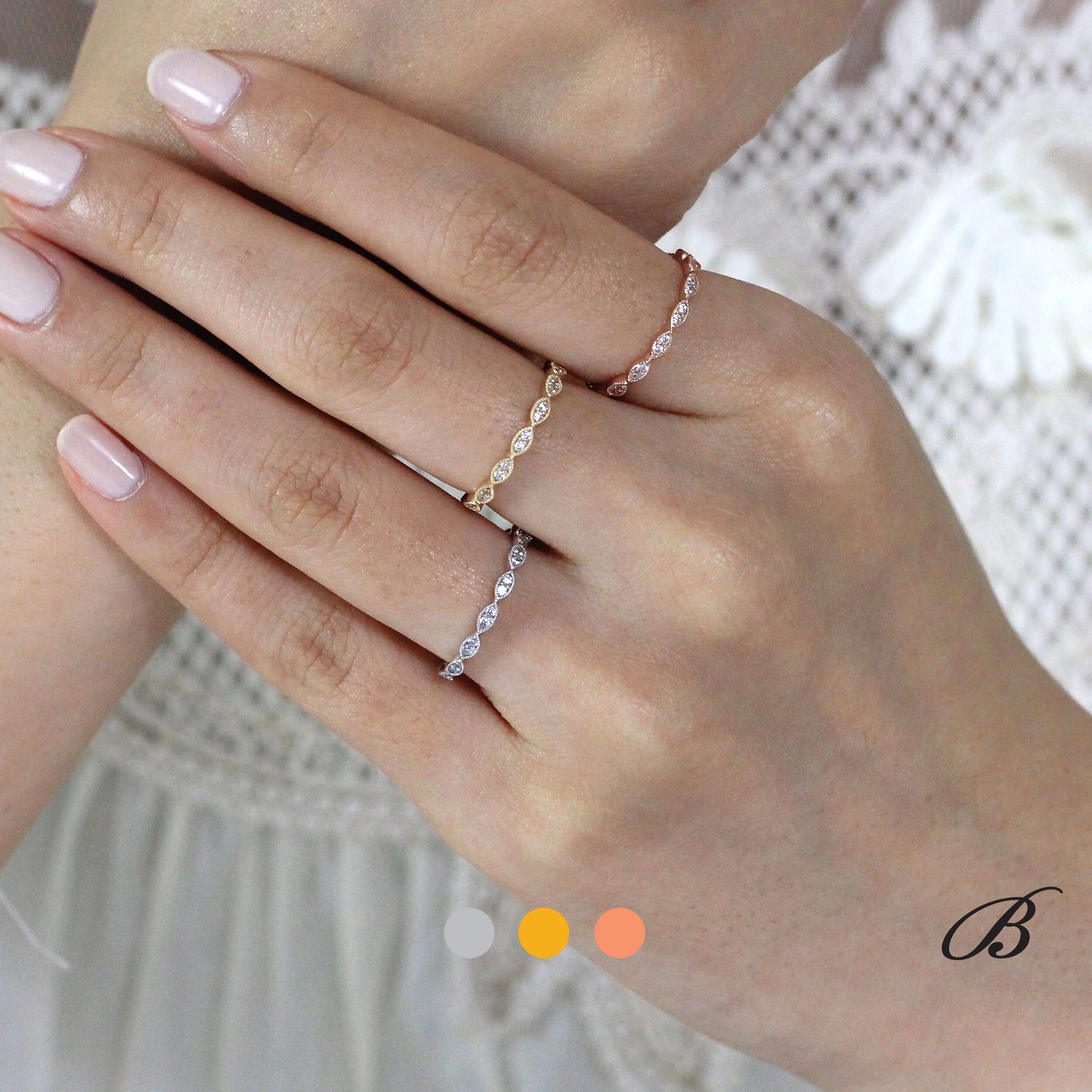 0.42 cttw Thin & Delicate Art Deco Full Eternity Ring Brilliant Cut P…
