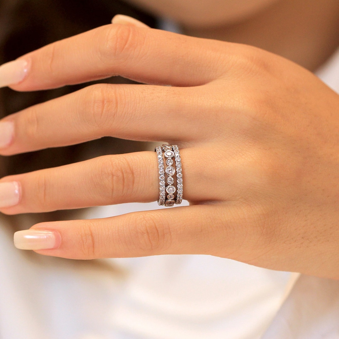 指輪・リング Pave Stackable Ring #3413 Pave Stackable Ring | Gold Plated Silver | Gisser Jewels