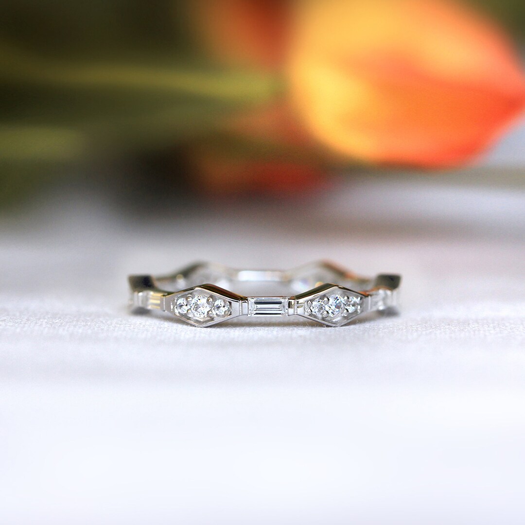 Curated visual reference: Picture Idea: Unique Vintage Art Deco Eternity Ring Baguette Brilliant Cut Diamond