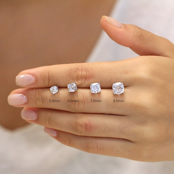 Cushion Cut Diamond Studs Dainty Diamond Studs Dainty Wedding