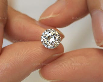 Round Halo Stud Earrings - Bridal Wedding Earrings - Dainty Halo Studs - Gift for Her - Bridesmaid Gifts - Moonie Studs (0657E)