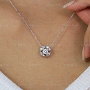 Vintage Filigree Art Deco Necklace - Milgrain Art Deco Necklace - Round Cut Cz Diamond Necklace - Dainty Bridesmaid Gift Necklace [BN3504]