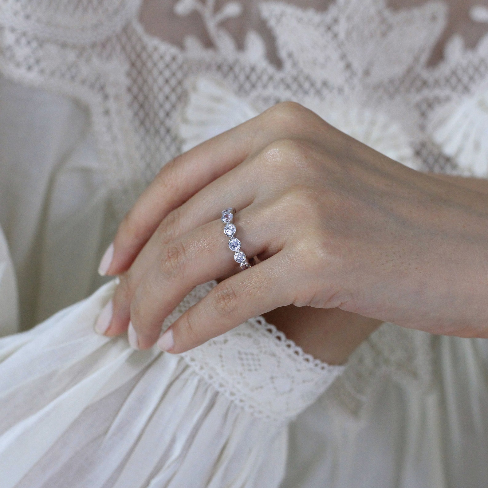 Bezel Set Eternity Ring Stackable Eternity Ring 3.5mm Wide - Etsy