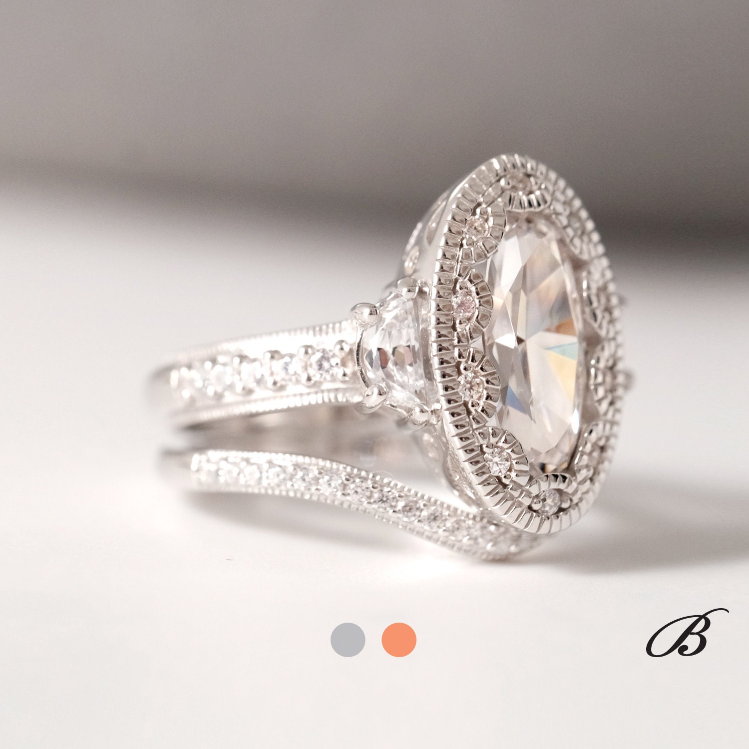 Off White 5.26 Ct Oval Moissanite 925 Sterling Silver Engagement Wedding Ring 7 Off White 5.26 Ct Oval Moissanite 925 Sterling Silver Engagement Wedding Ring 7