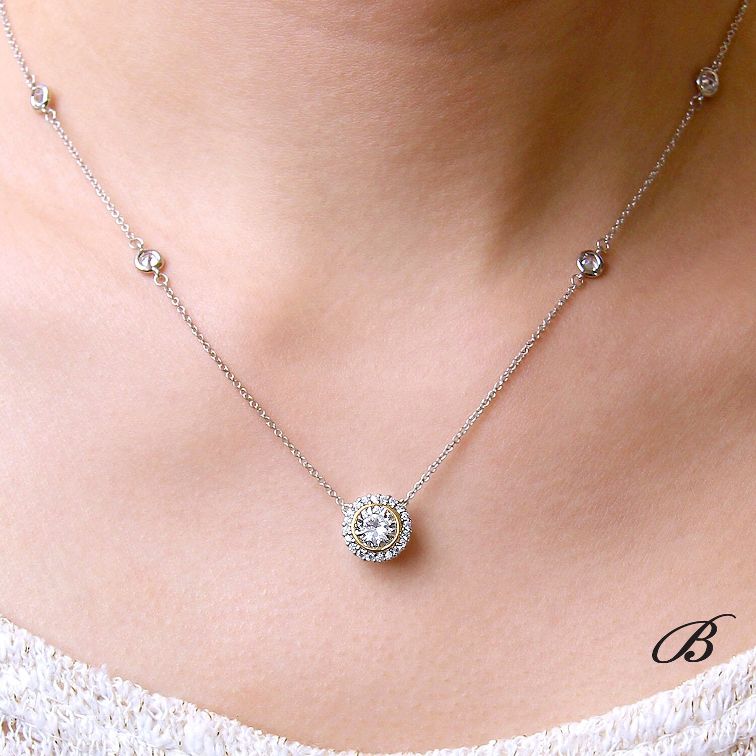 2.0 Cttw Diamond by Yard Halo Necklace 