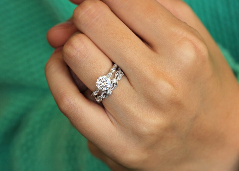 1.53 cttw Vintage Art Deco Bridal Set Rings Brilliant Cut Etsy