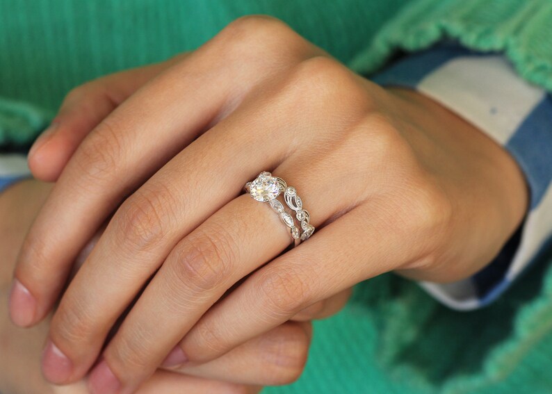 1.53 cttw Vintage Art Deco Bridal Set Rings Brilliant Cut Etsy