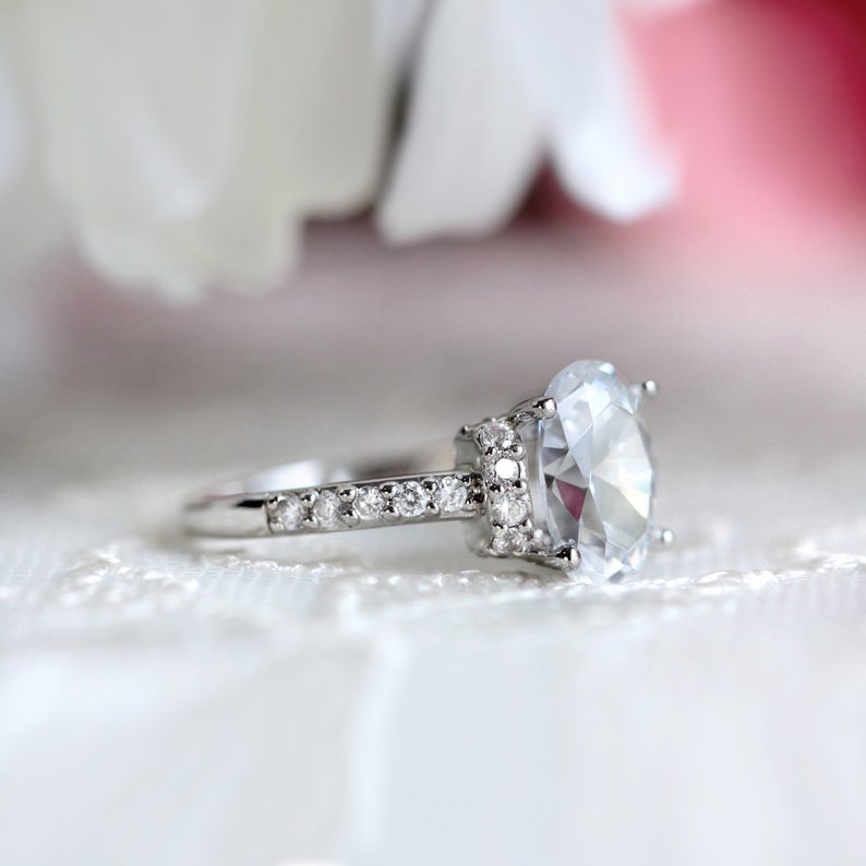 3.27 Cttw Art Deco Ring Art Deco Engagement Ring Oval Cut Etsy