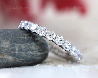 3.0 mm Brillantschliff Eternity Ring - Rund Brillantschliff Eternity Ring - Stapelbarer Ehering - Zierliche Eternity Ehering [BR2679]